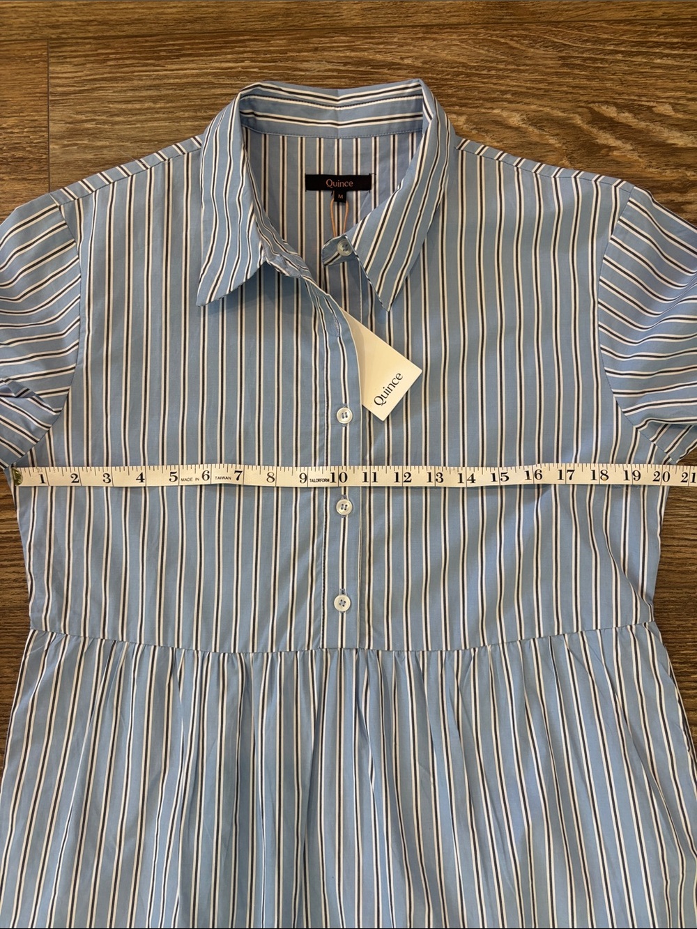 Quince Organic Cotton Poplin Midi Shirt Dress Blue Stripe Womens Size Medium NWT - Picture 8 of 13